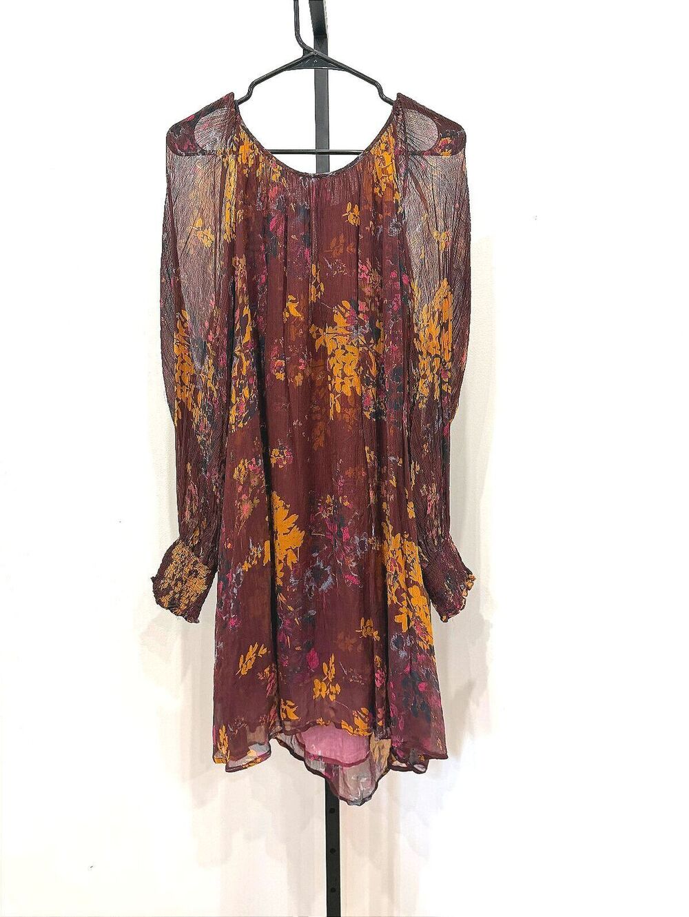 Sundance Floral Sheer Long Sleeve Dress Size Large